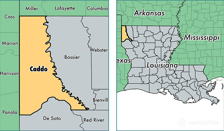 location of Caddo county on a map