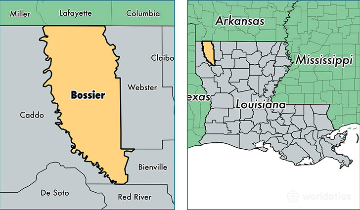 location of Bossier county on a map