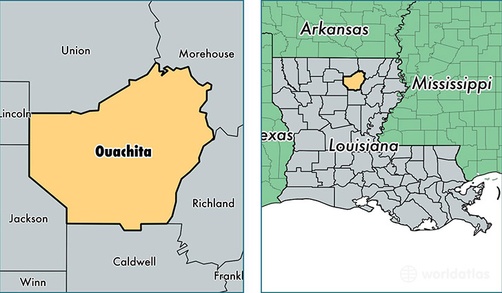 location of Ouachita county on a map