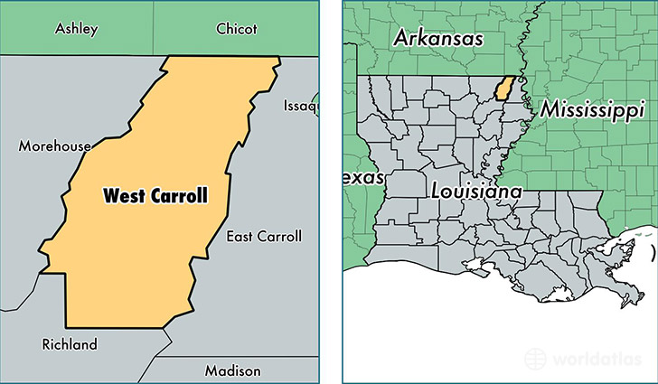 location of West Carroll county on a map