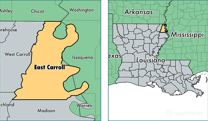location of East Carroll county on a map