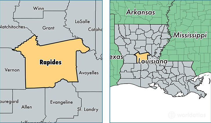 location of Rapides county on a map