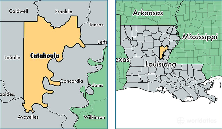 location of Catahoula county on a map