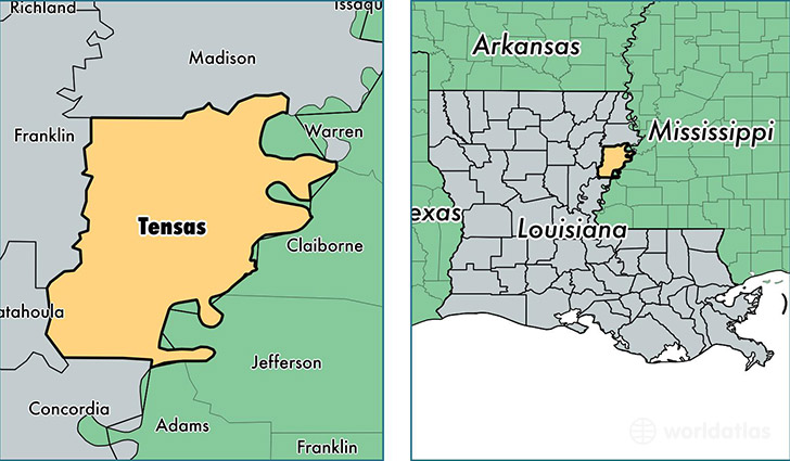 location of Tensas county on a map