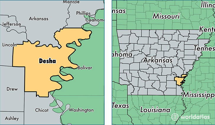 location of Desha county on a map