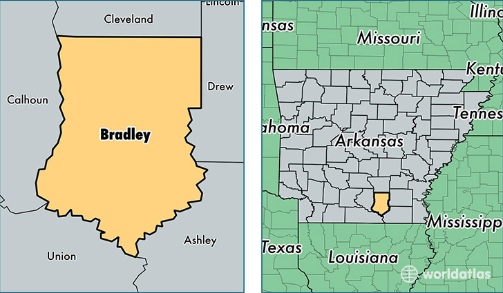 location of Bradley county on a map