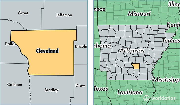 location of Cleveland county on a map