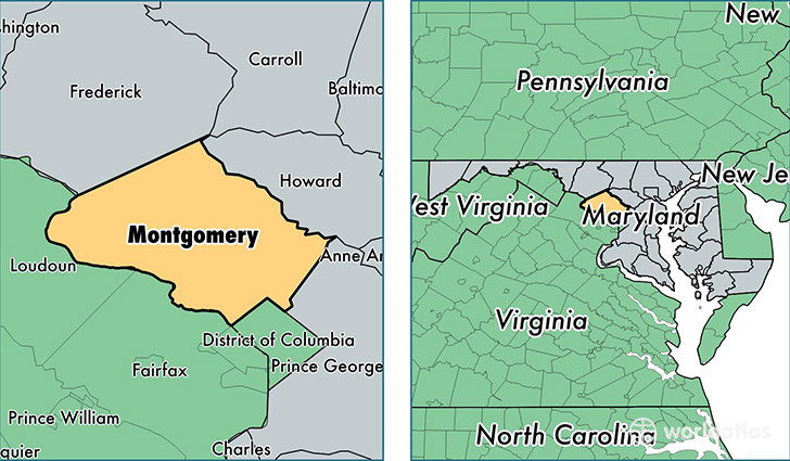 location of Montgomery county on a map