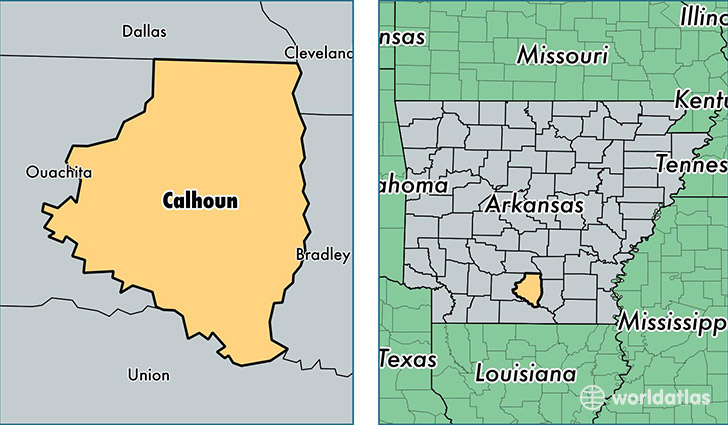 location of Calhoun county on a map