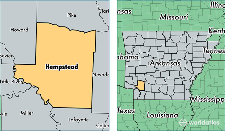 location of Hempstead county on a map