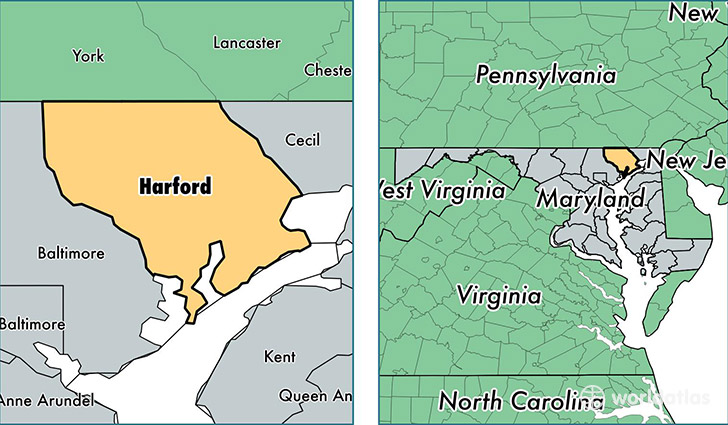 location of Harford county on a map