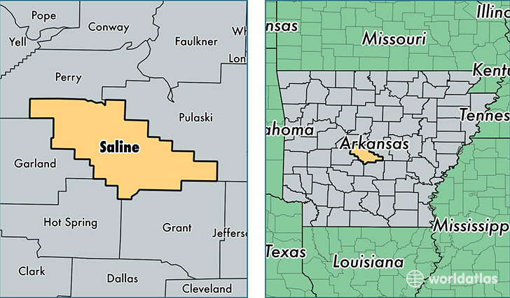 location of Saline county on a map