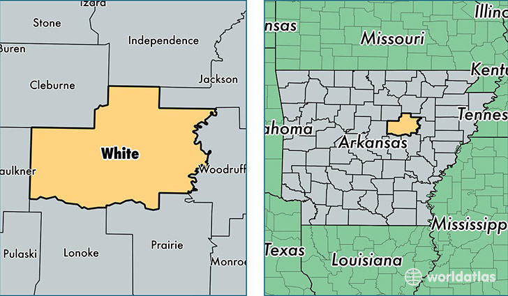 location of White county on a map