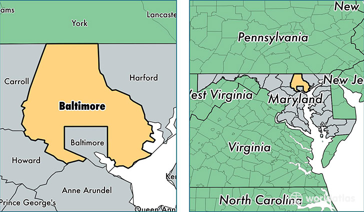 location of Baltimore county on a map