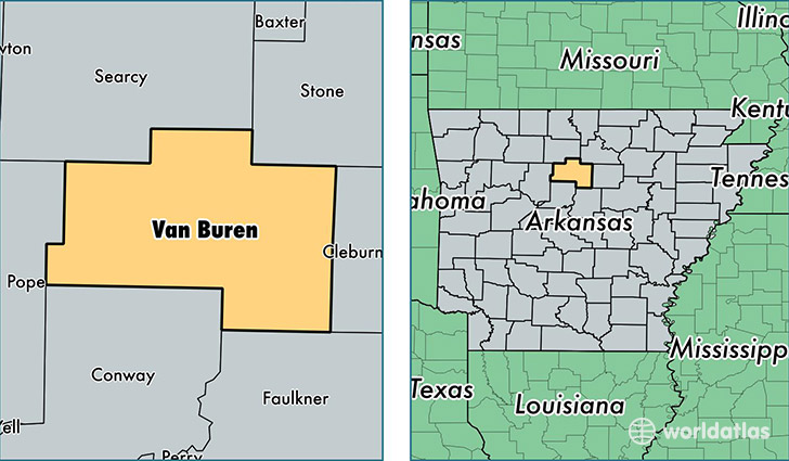 location of Van Buren county on a map