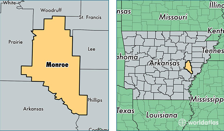 location of Monroe county on a map