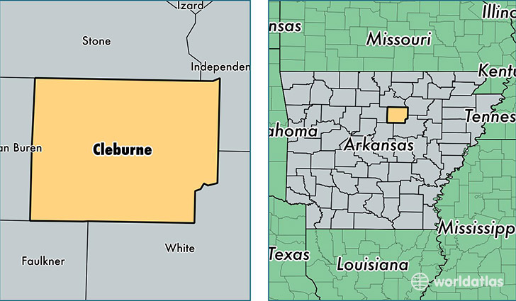 location of Cleburne county on a map