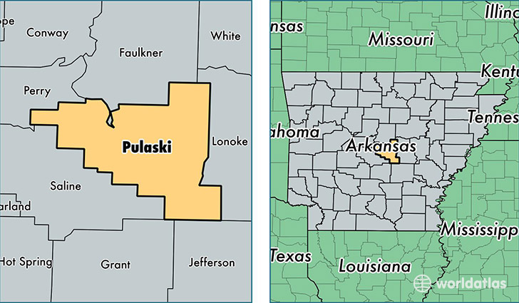 location of Pulaski county on a map