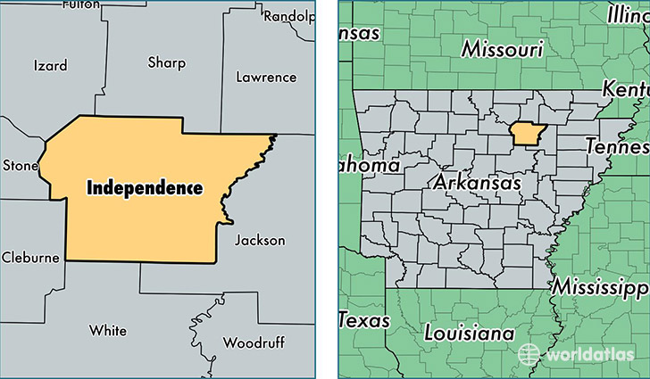 location of Independence county on a map
