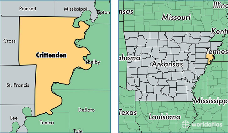 location of Crittenden county on a map
