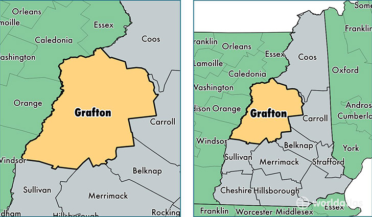 location of Grafton county on a map