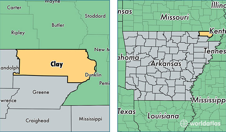 location of Clay county on a map