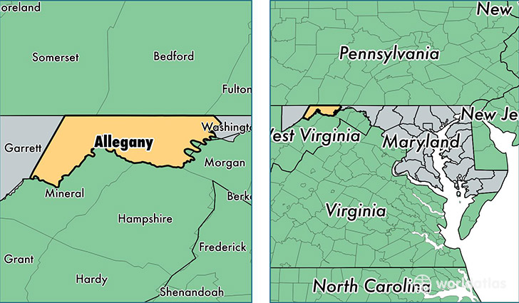 location of Allegany county on a map