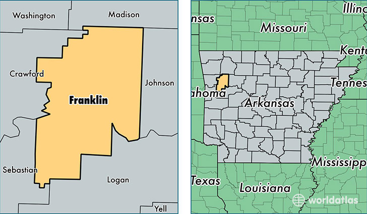 location of Franklin county on a map