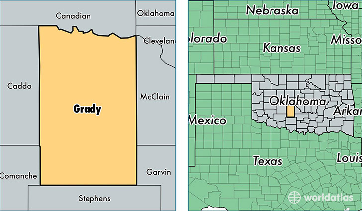 location of Grady county on a map