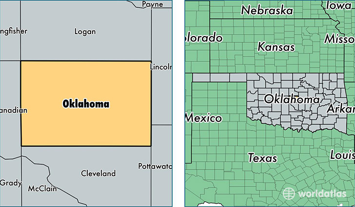 location of Oklahoma county on a map
