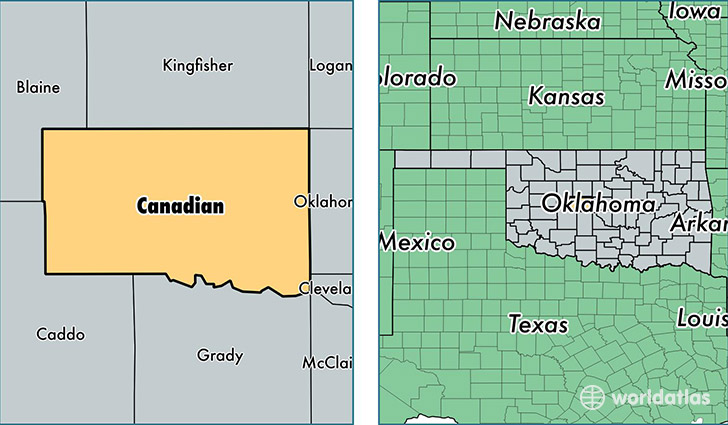 location of Canadian county on a map