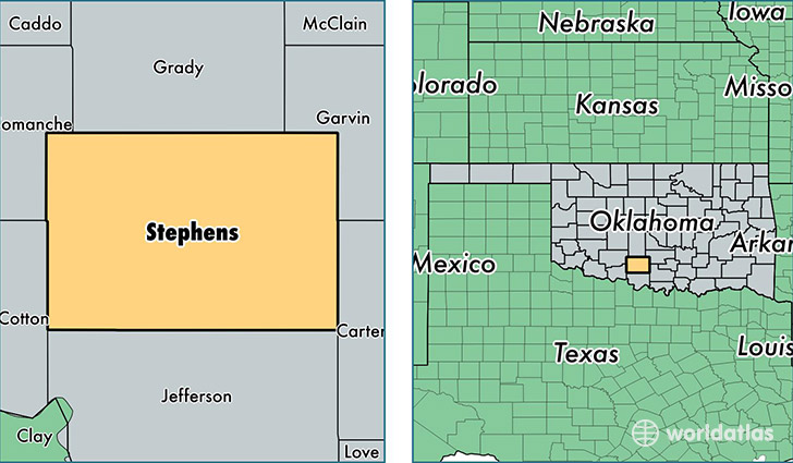 location of Stephens county on a map