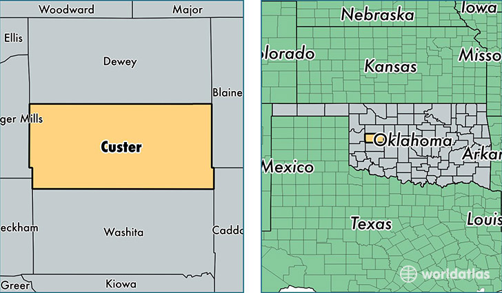 location of Custer county on a map