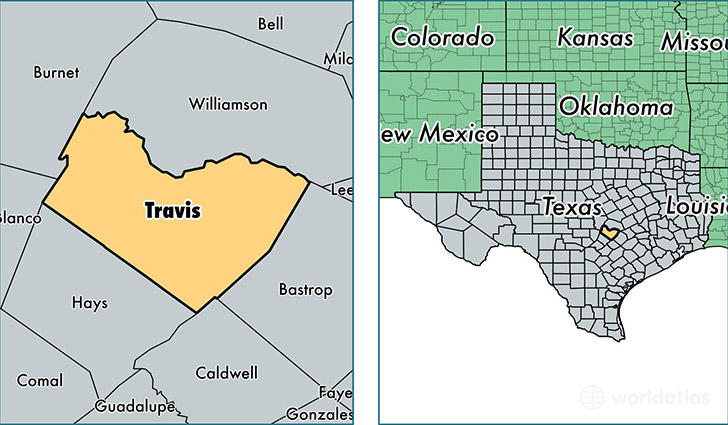 location of Travis county on a map