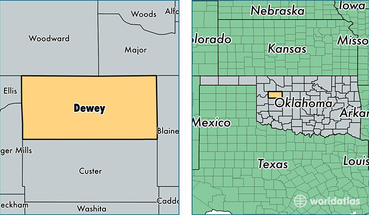 location of Dewey county on a map
