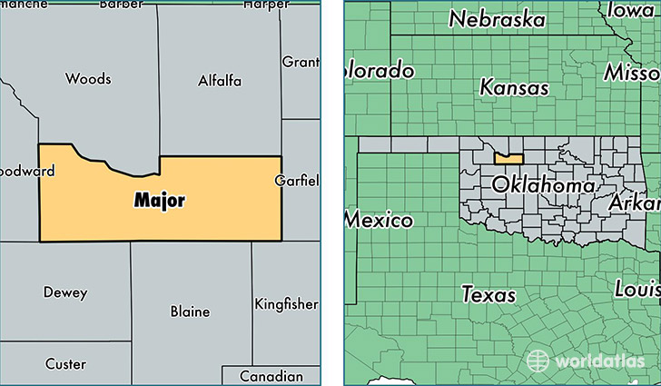 location of Major county on a map