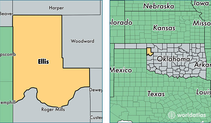 location of Ellis county on a map