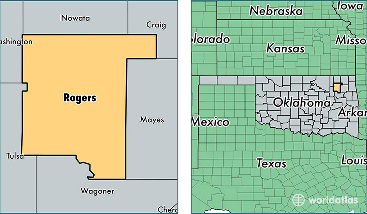 location of Rogers county on a map