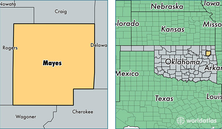 location of Mayes county on a map