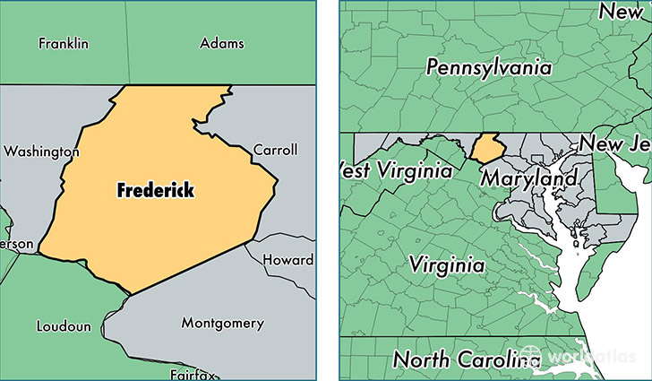 location of Frederick county on a map