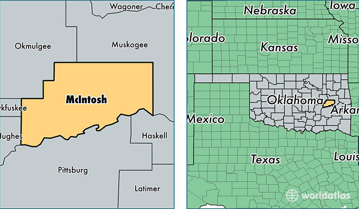 location of McIntosh county on a map