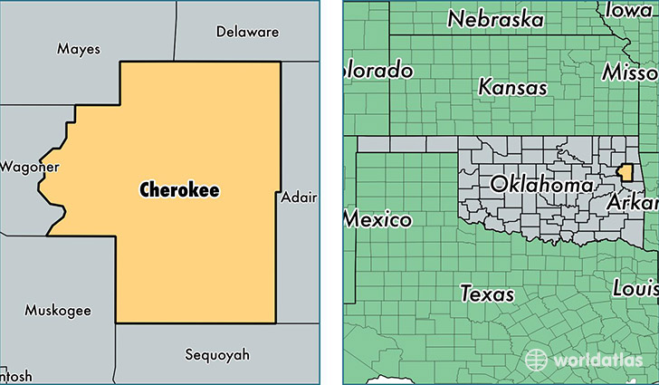 location of Cherokee county on a map