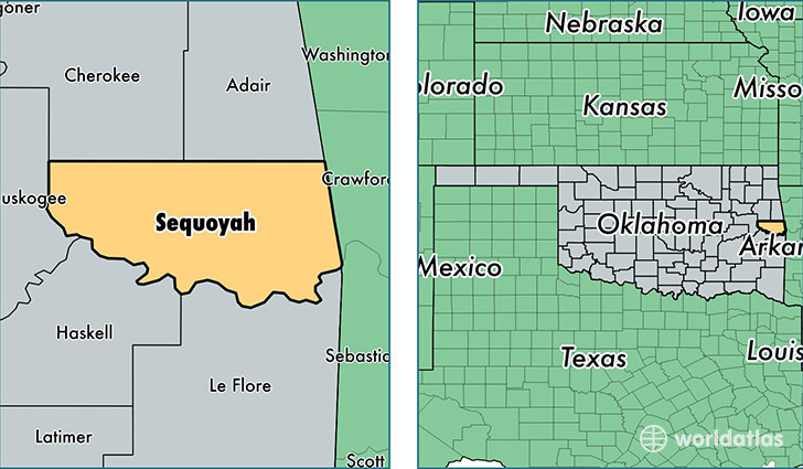 location of Sequoyah county on a map