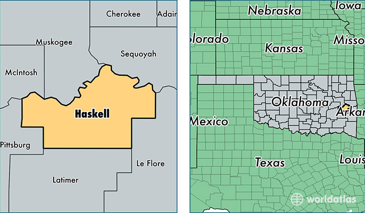 location of Haskell county on a map