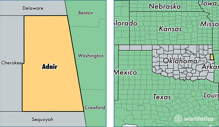 location of Adair county on a map