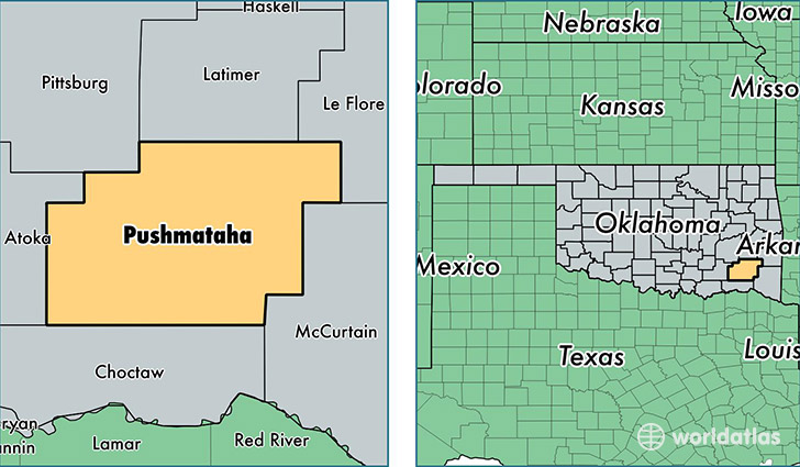 location of Pushmataha county on a map