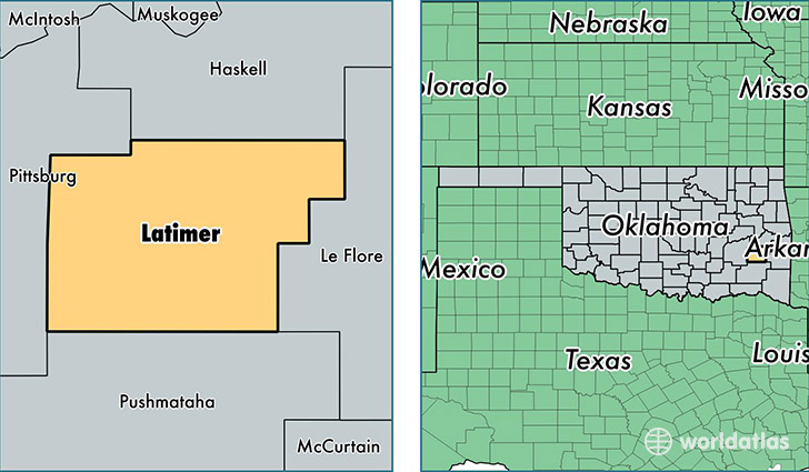 location of Latimer county on a map