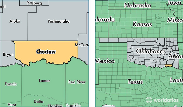 location of Choctaw county on a map