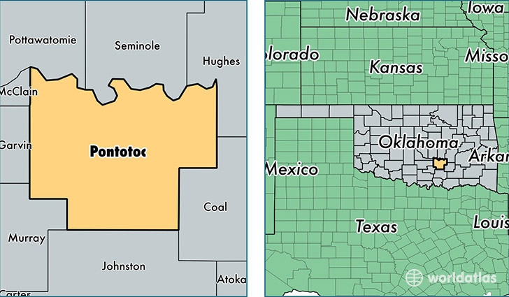 location of Pontotoc county on a map