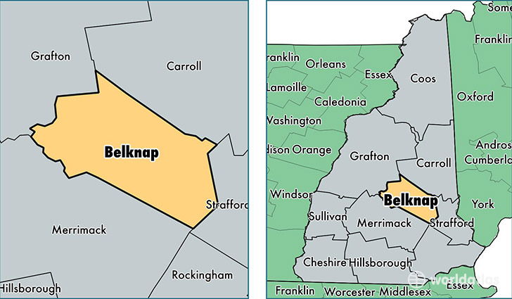 location of Belknap county on a map